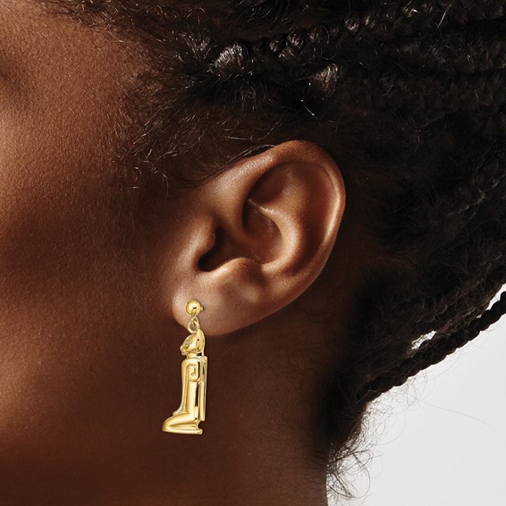 14K 2-D MARCO ISLAND Cat Dangle Post Earrings