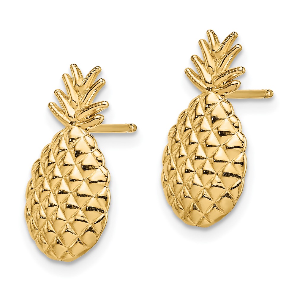 14K Textured Pineapple Post Earrings (TE716)