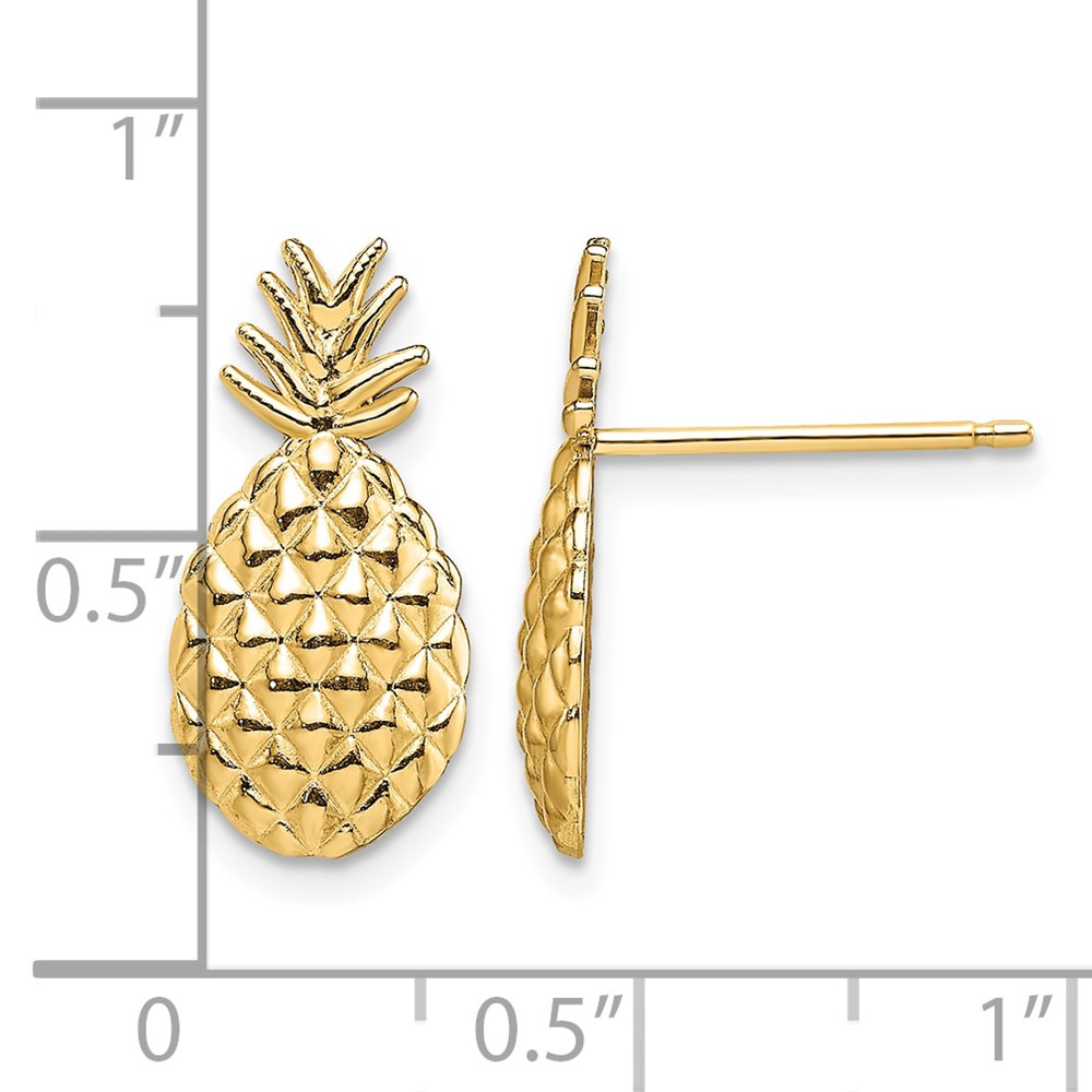 14K Textured Pineapple Post Earrings (TE716)