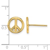 14K Yellow Gold Polished 10mm Peace Symbol Post Earrings view 4