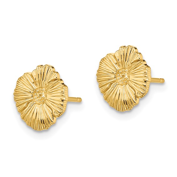 14K Textured Flower Post Earrings