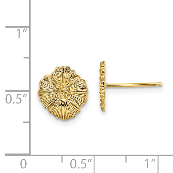 14K Textured Flower Post Earrings