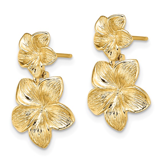 Gold Flower Dangel Post Earrings