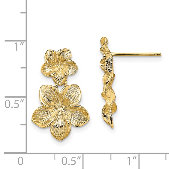 Gold Flower Dangel Post Earrings