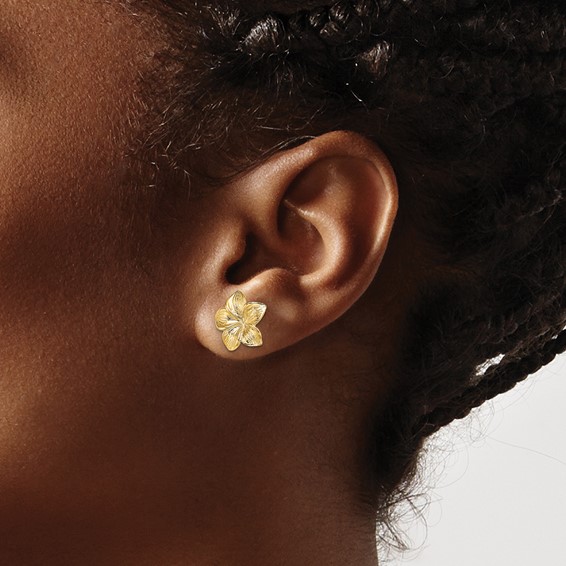 Gold Flower Post Earrings