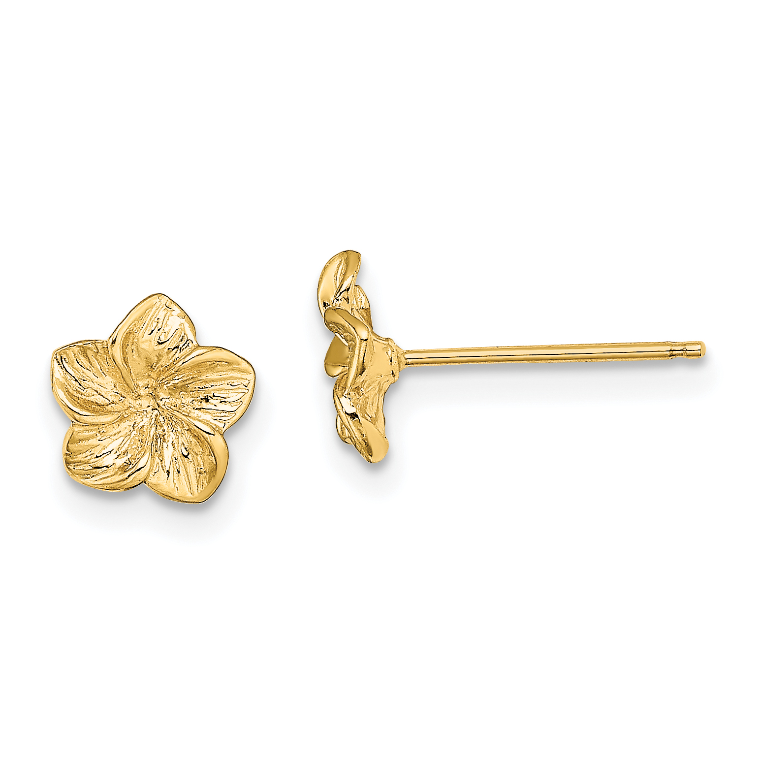 14K Plumeria Flower Post Earrings (TE724)