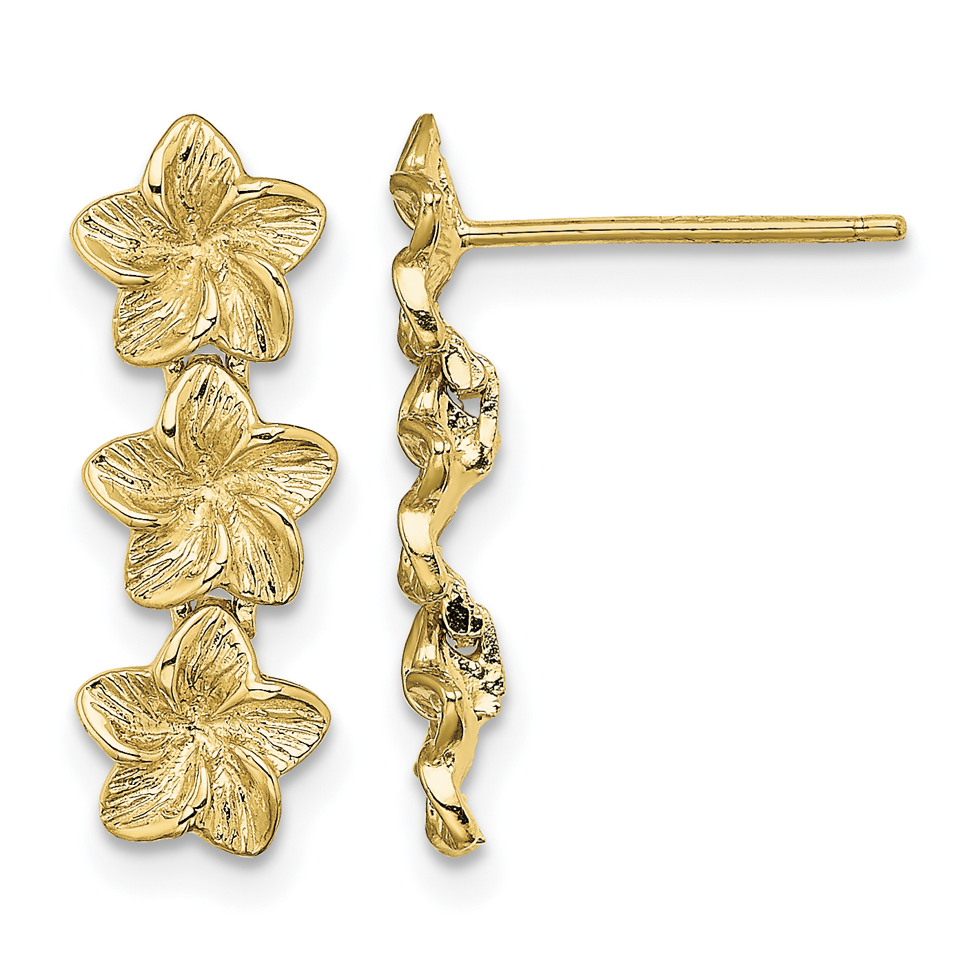 14K Triple Flower Post Dangle Earrings (TE725)