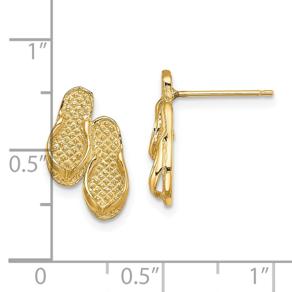 14K Double Flip-Flop Post Earrings (TE738)
