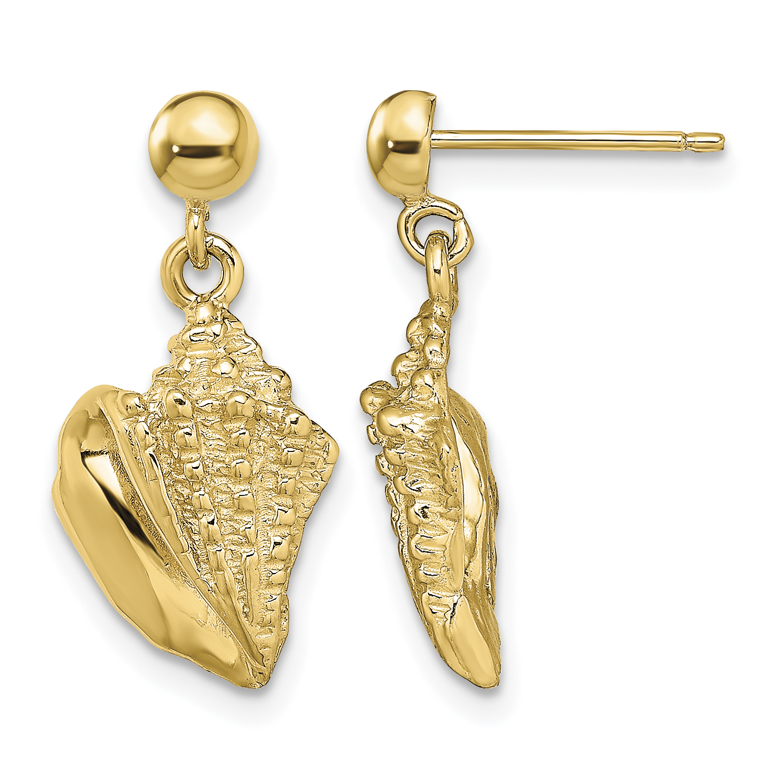 14K Conch Shell Dangle Earrings (TE775)