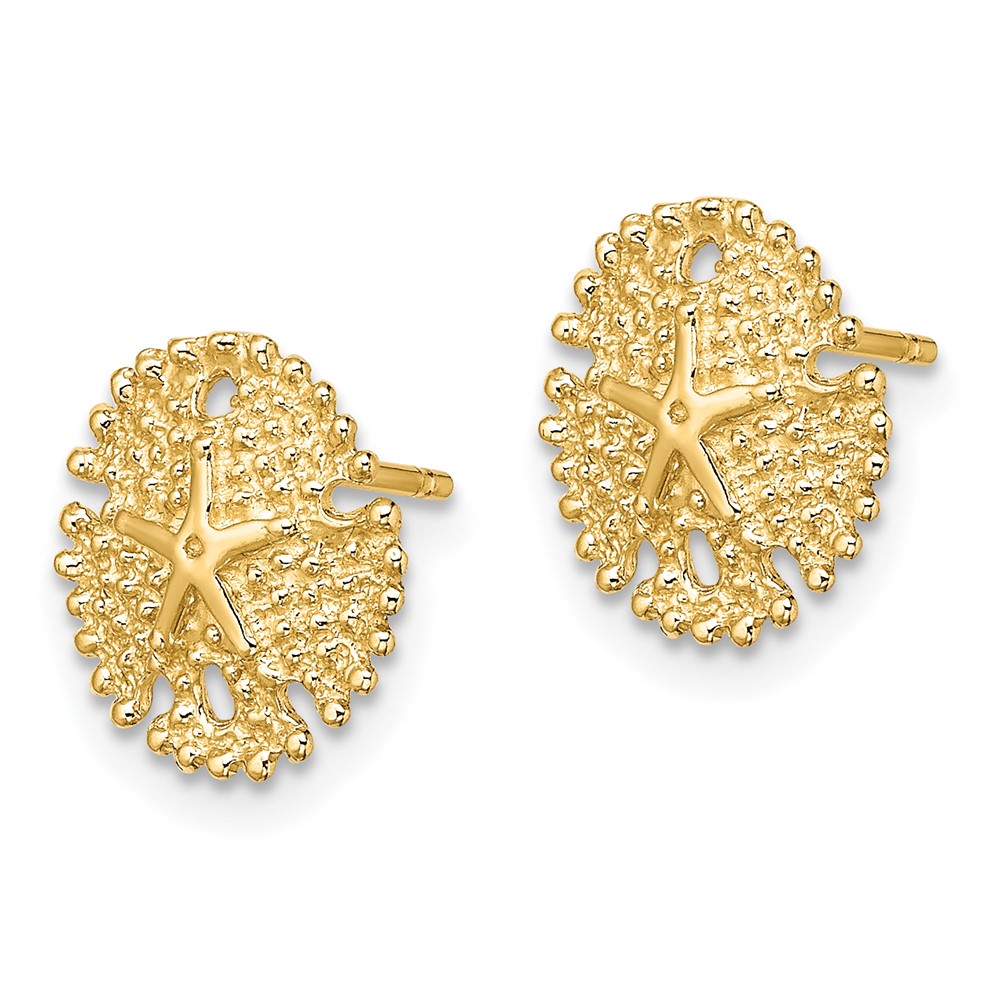 14K Textured Sand Dollar Post Earrings (TE776)