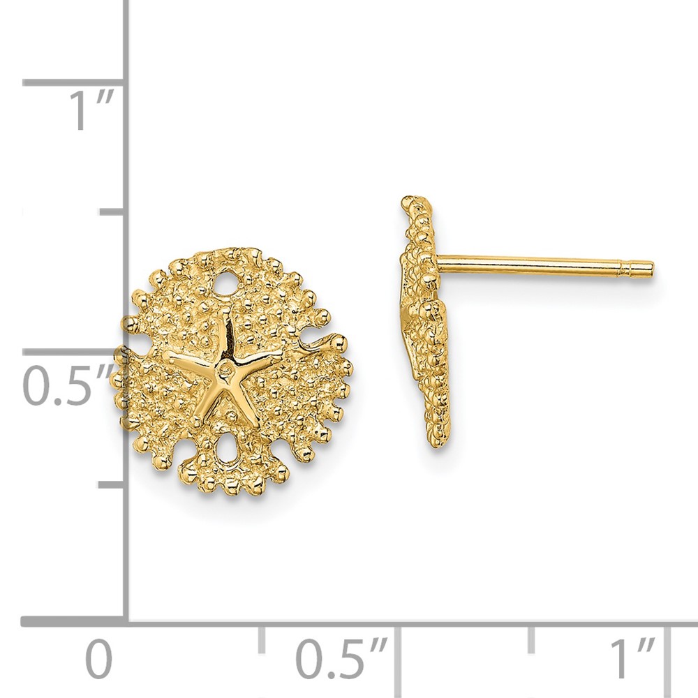 14K Textured Sand Dollar Post Earrings (TE776)