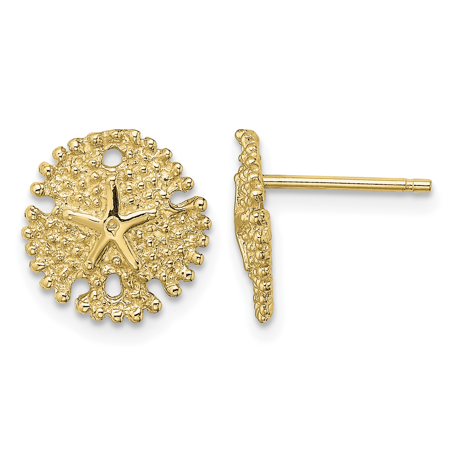14K Textured Sand Dollar Post Earrings (TE776)