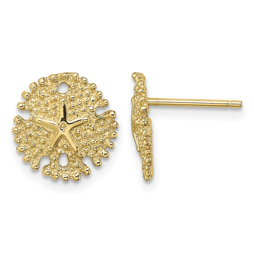 14K Textured Sand Dollar Post Earrings (TE776)