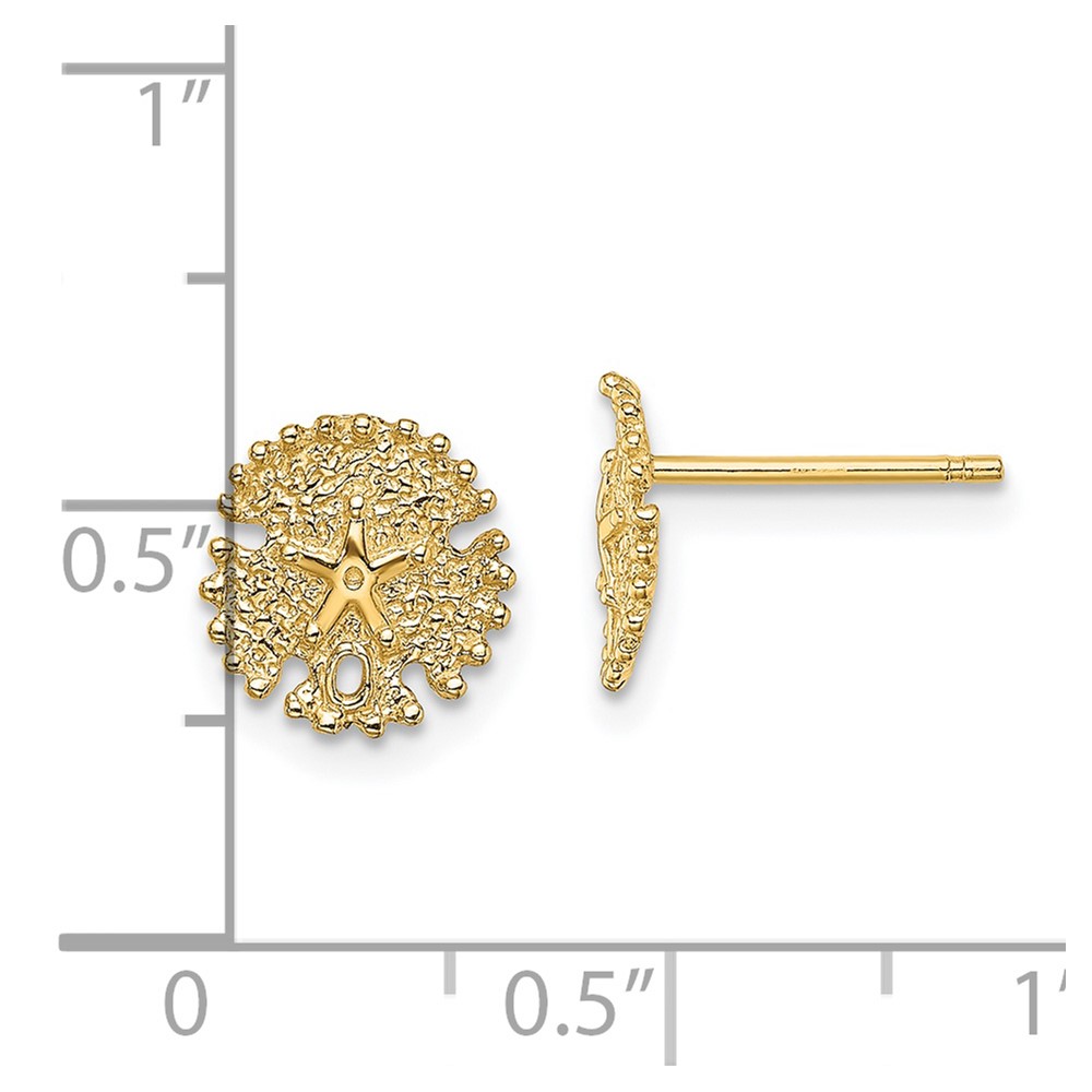 14K Textured Sand Dollar Post Earrings (TE777)
