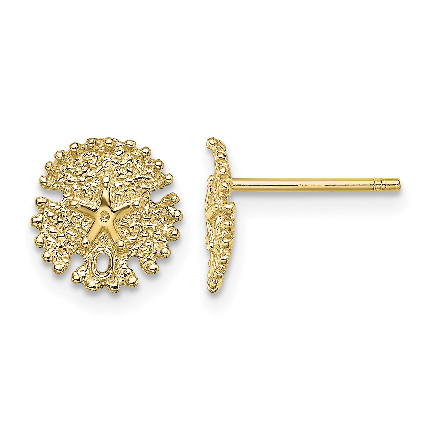 14K Textured Sand Dollar Post Earrings (TE777)