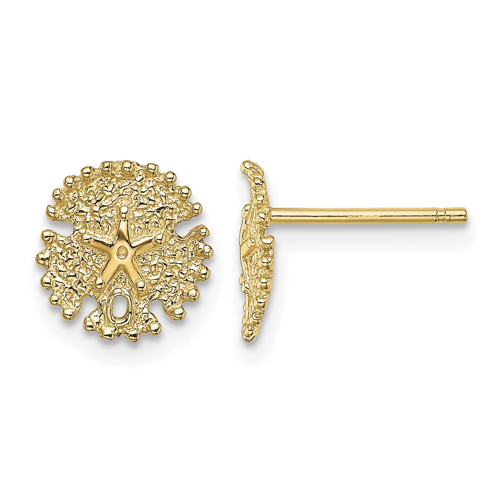 14K Textured Sand Dollar Post Earrings (TE777)