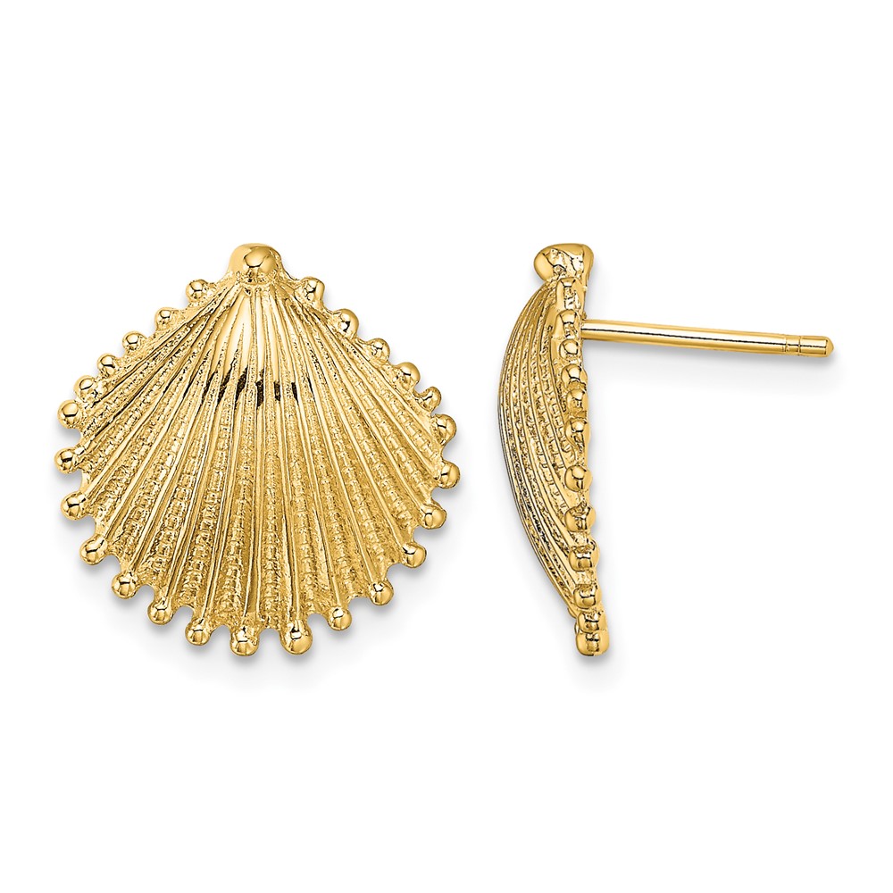 14K Scallop Shell Post Earrings (TE779)