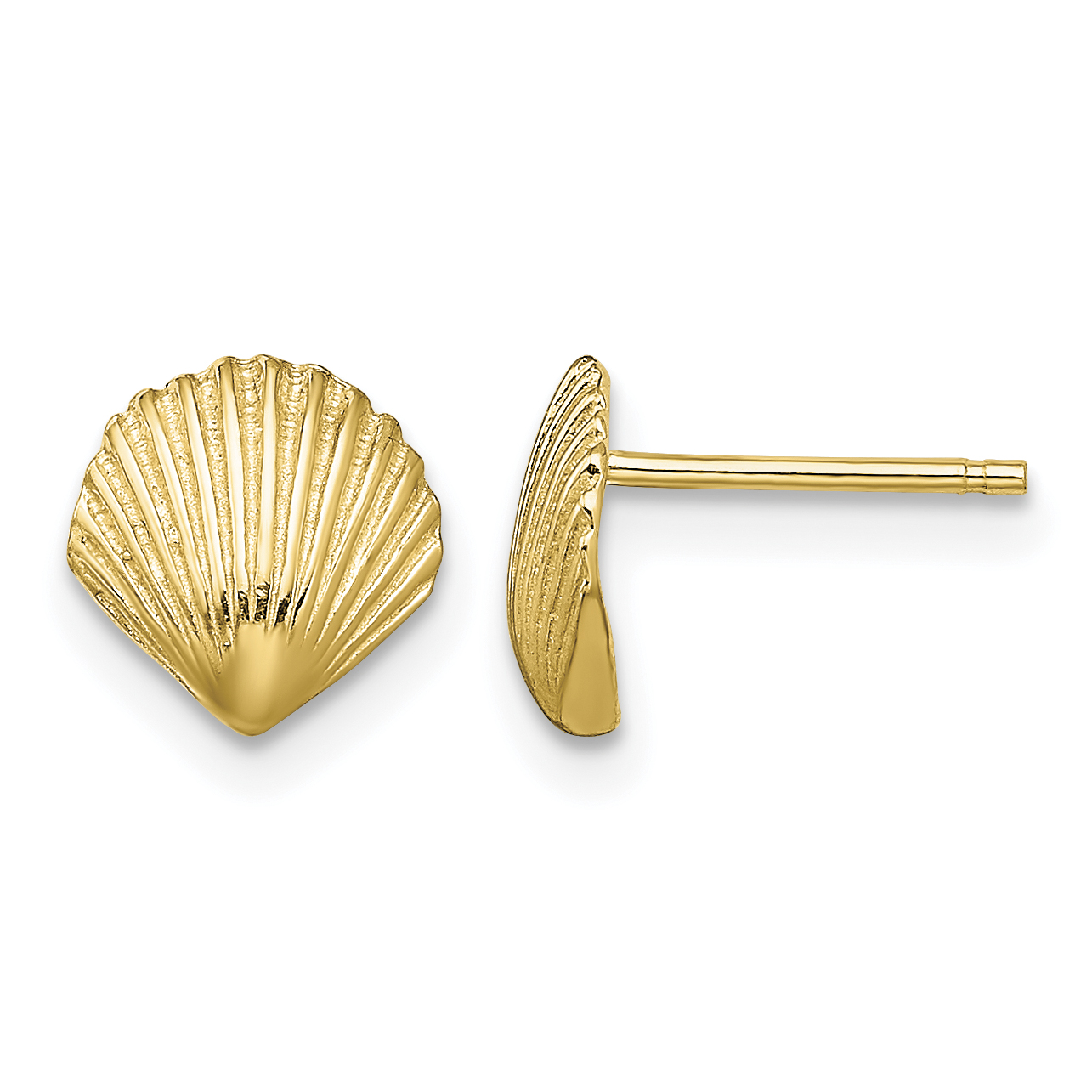 14K Scallop Shell Post Earrings (TE782)