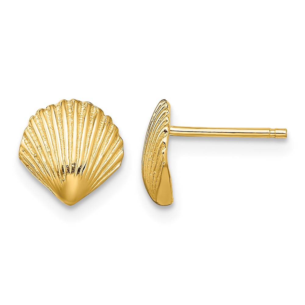 14K Scallop Shell Post Earrings (TE782)