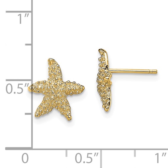14K Textured Starfish Post Earrings
