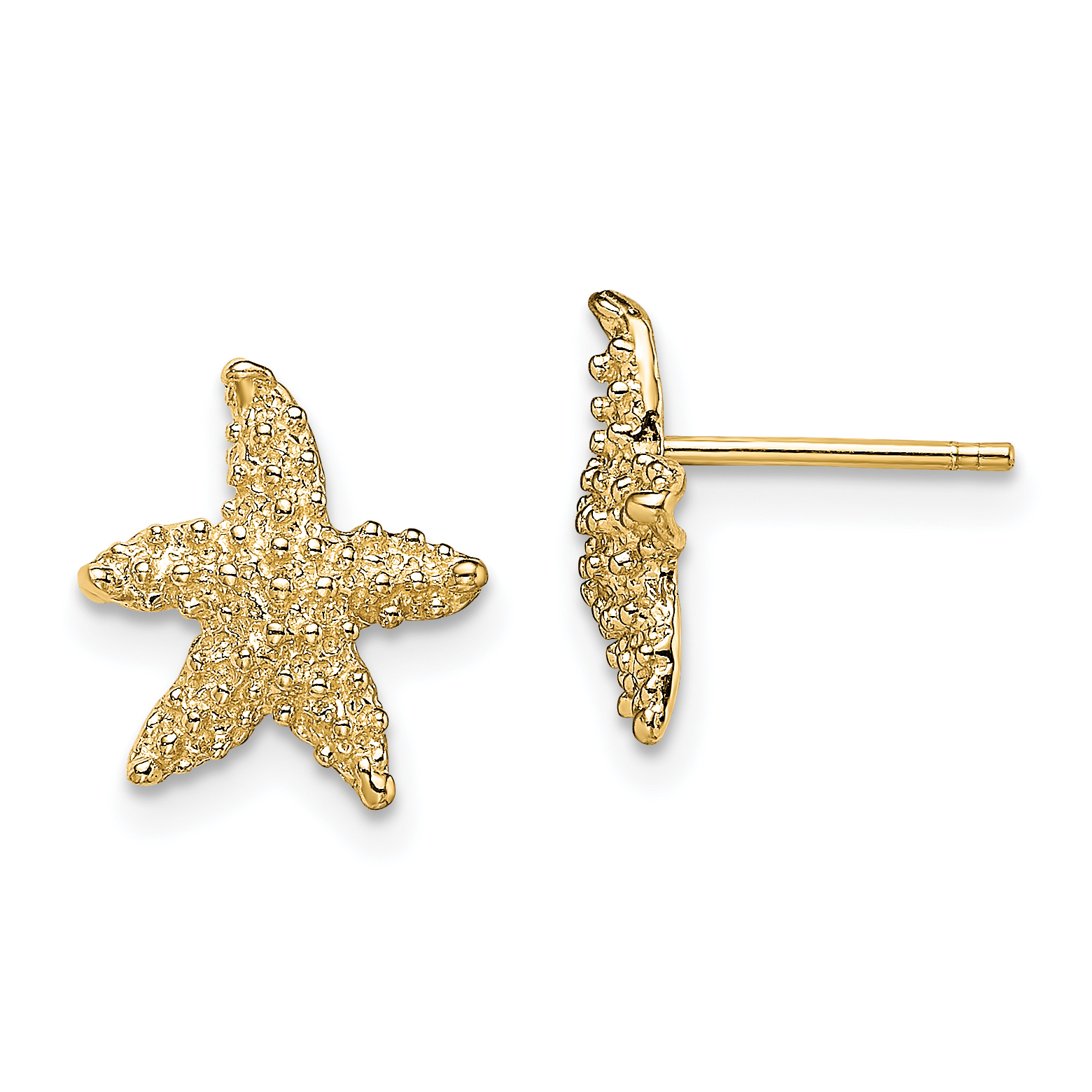 14K Textured Starfish Post Earrings (TE783)