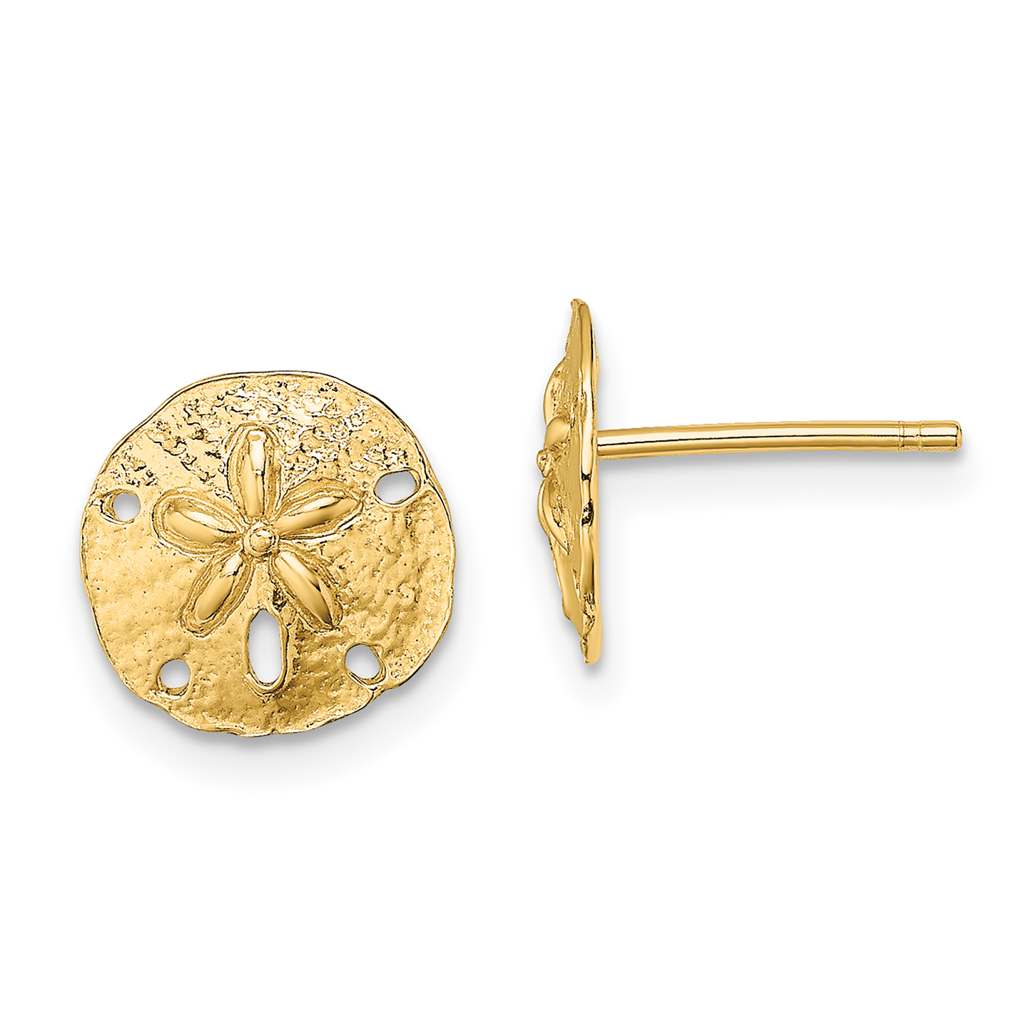 14K Polished Mini Sand Dollar Post Earrings (TE790)