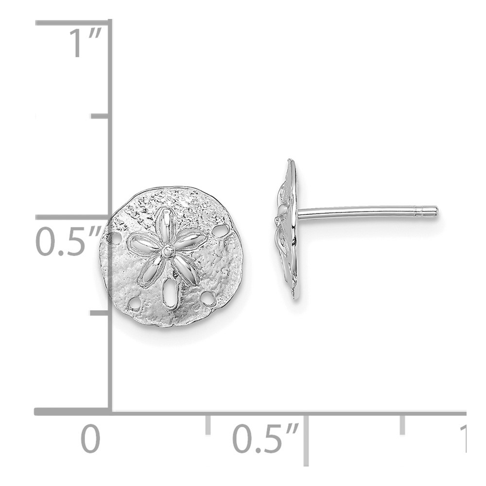 14K White Gold Polished Mini Sand Dollar Post Earrings (TE790W)
