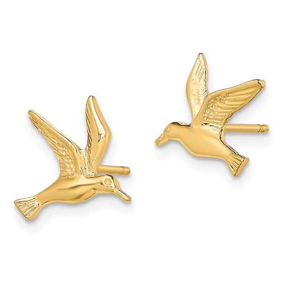 Gold Seagull Post Earrings