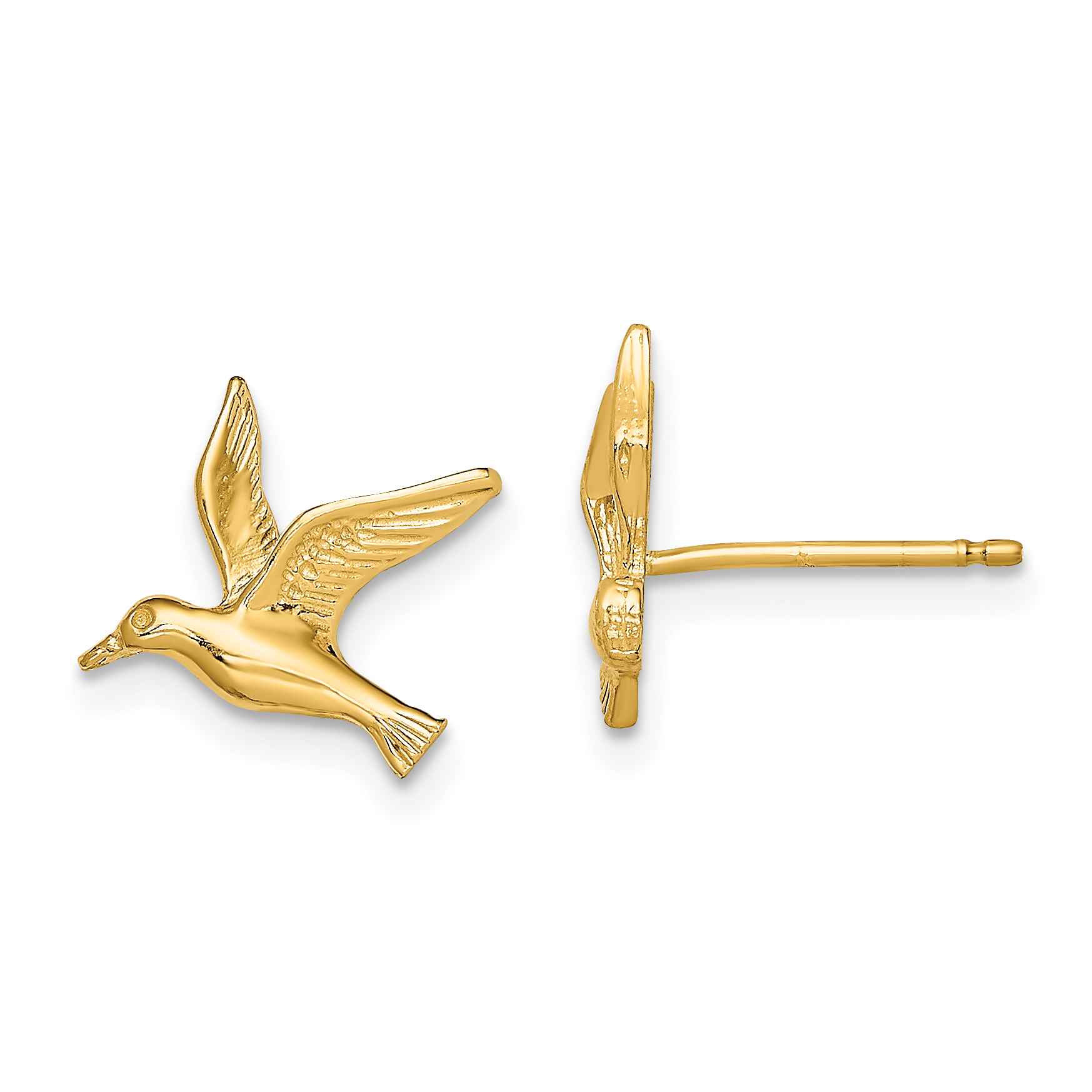 14K Polished Seagull Post Earrings (TE791)