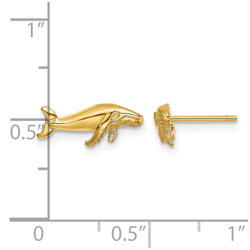 14K Whale Post Earrings (TE792)