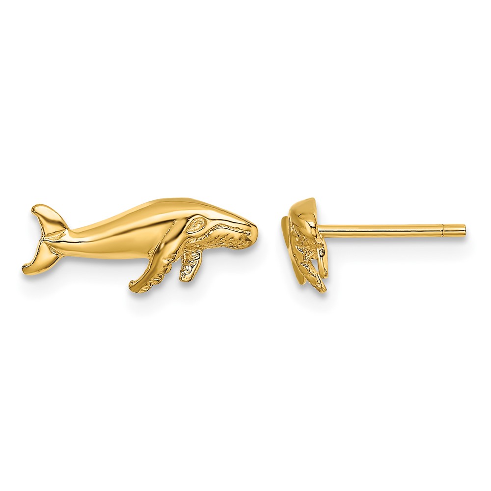 14K Whale Post Earrings (TE792)