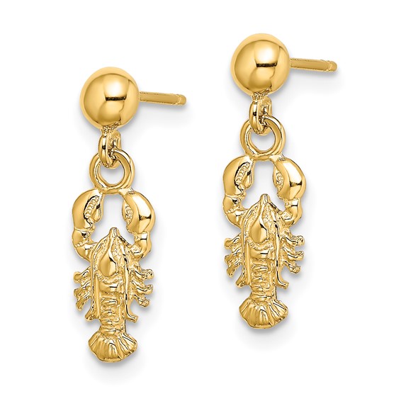 Gold Lobster Dangle Post Earrings