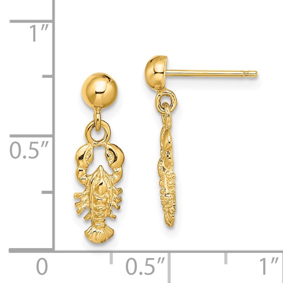 Gold Lobster Dangle Post Earrings
