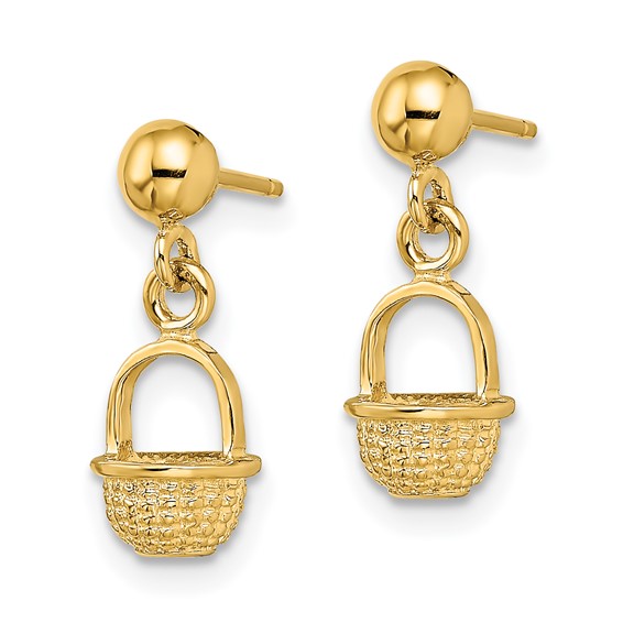 Gold Basket Post Earrings