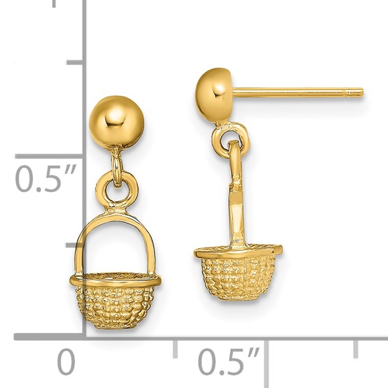 Gold Basket Post Earrings