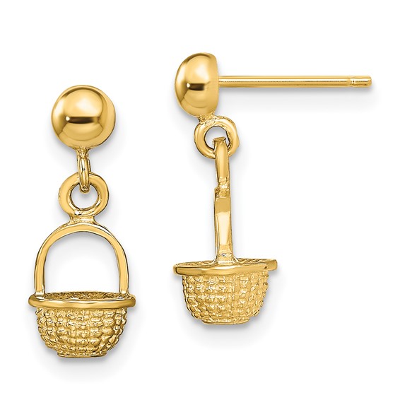 Gold Basket Post Earrings