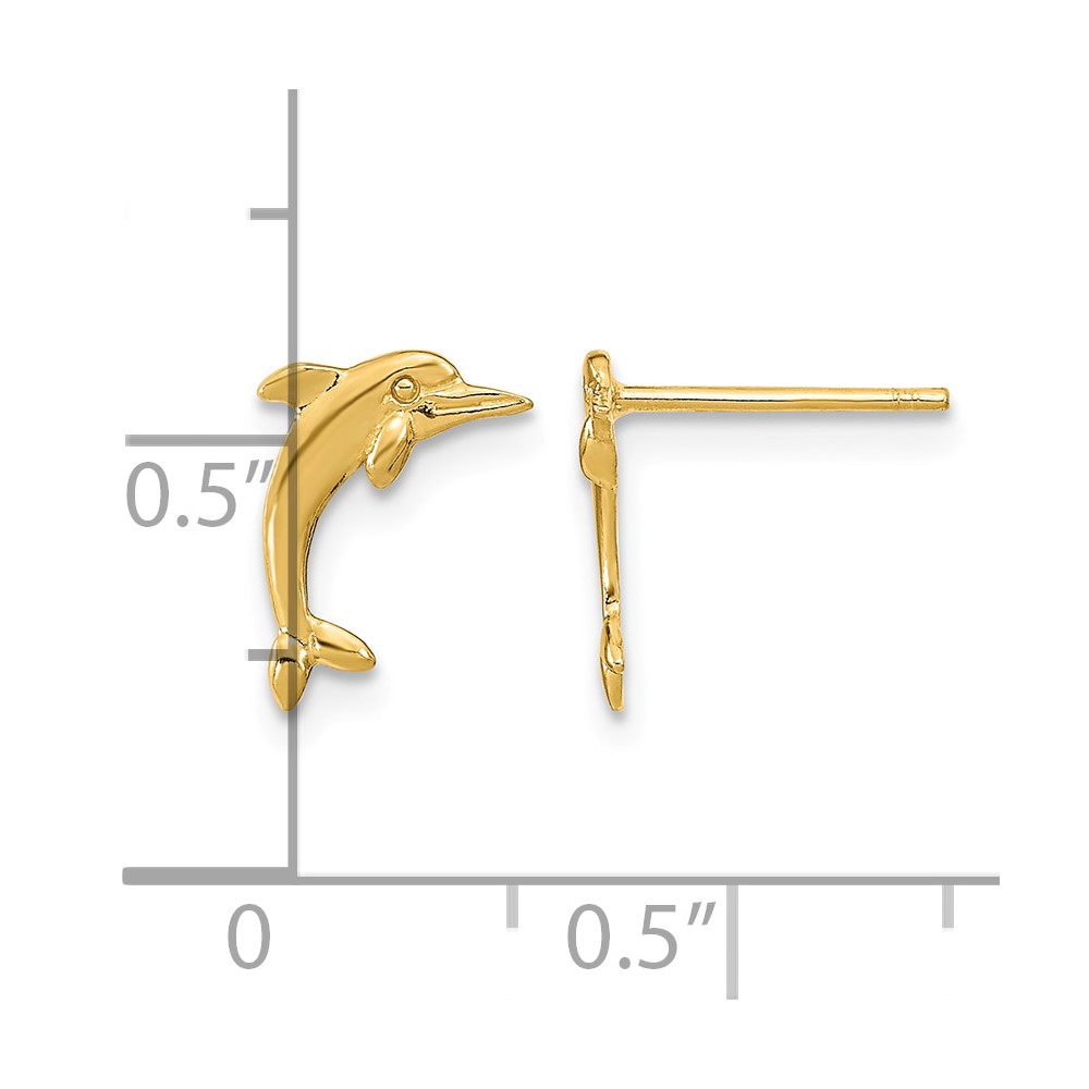 14k Dolphin Post Earrings (TE798)
