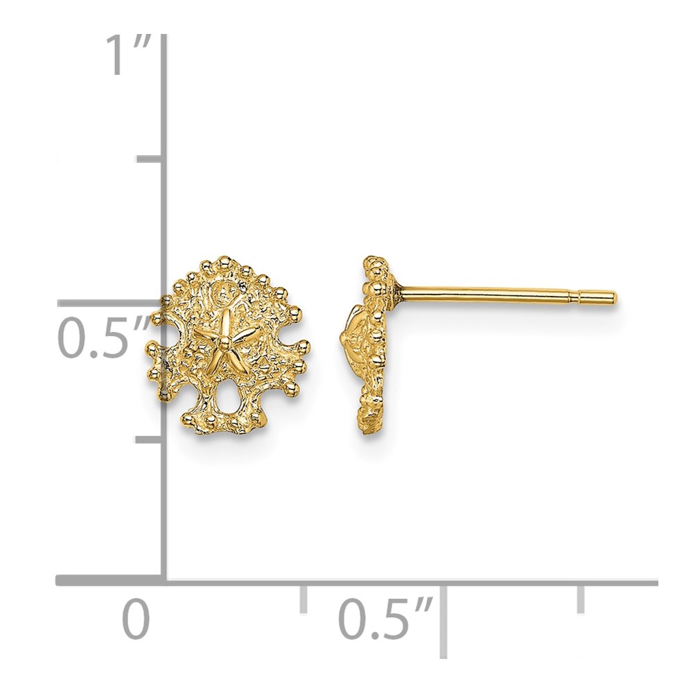 14K Mini Sand Dollar Post Earrings (TE803)