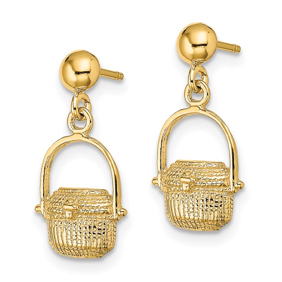 14K Nantucket Basket Dangle Post Earrings