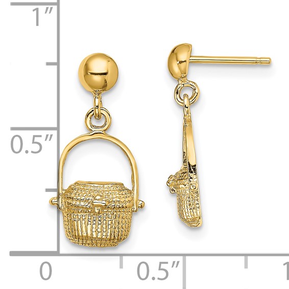 14K Nantucket Basket Dangle Post Earrings