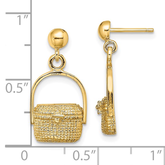 14K Nantucket Basket Dangle Post Earrings