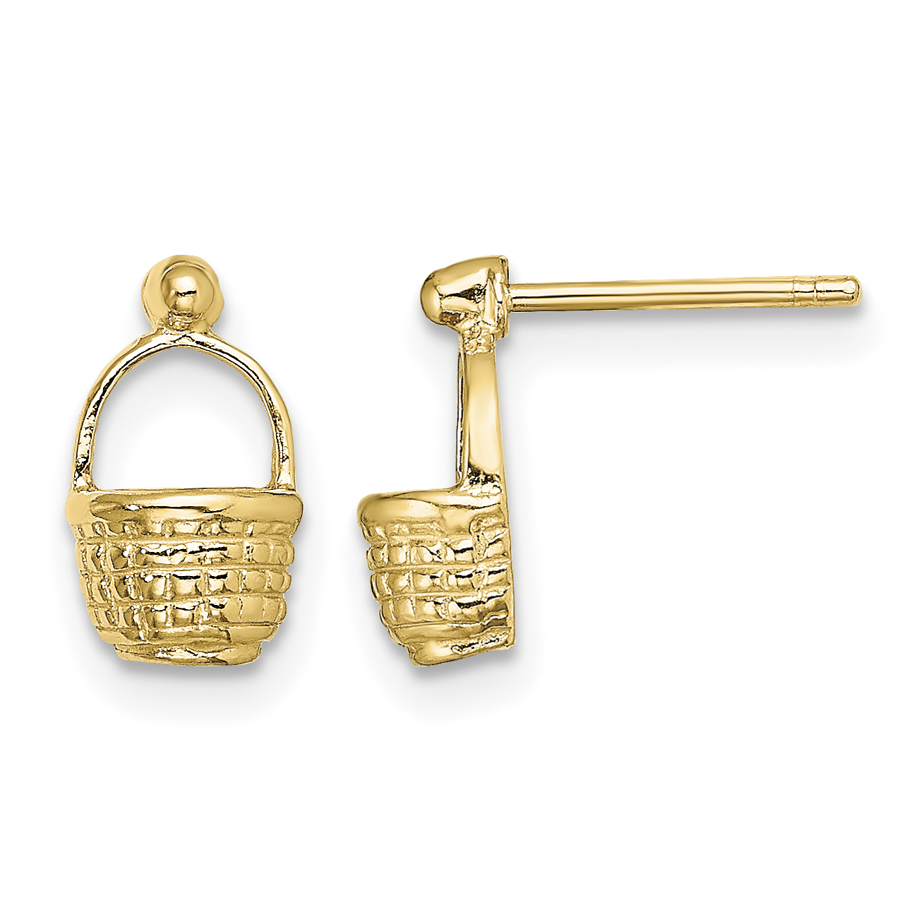 14K Mini Basket Flat Back Post Earrings (TE817)
