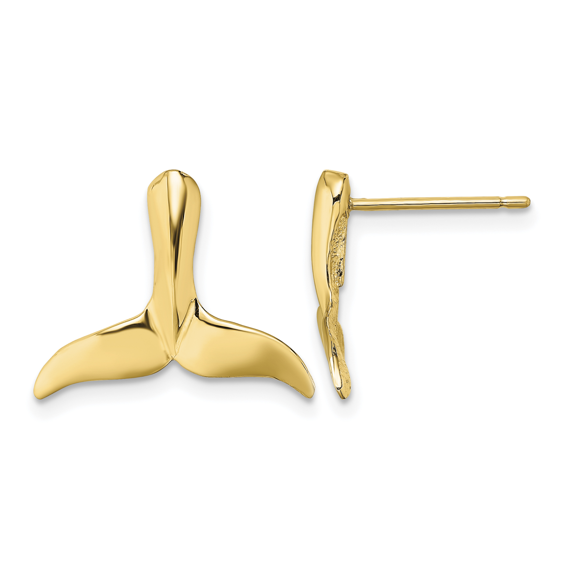 14K 2-D Whale Tail Post Earrings (TE819)