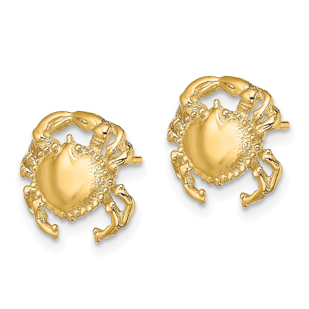 14K Polished / 2-D Crab Post Earrings (TE821)