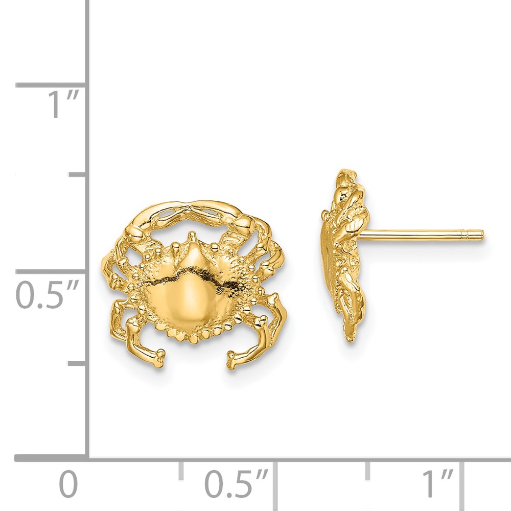 14K Polished / 2-D Crab Post Earrings (TE821)