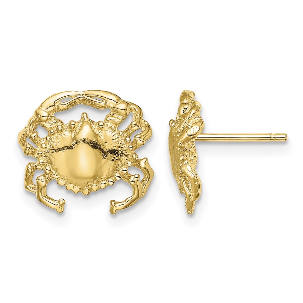 14K Polished / 2-D Crab Post Earrings (TE821)