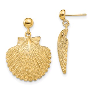 14K Scallop Dangle Earrings