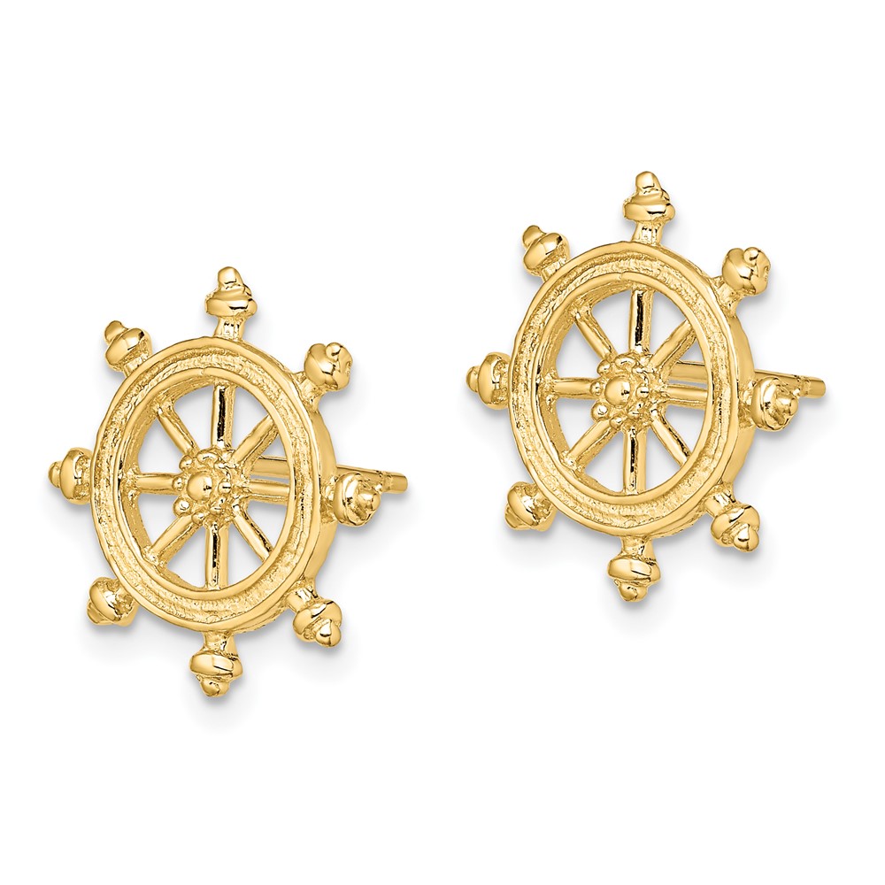 14K Ship's Wheel Post Earrings (TE833)