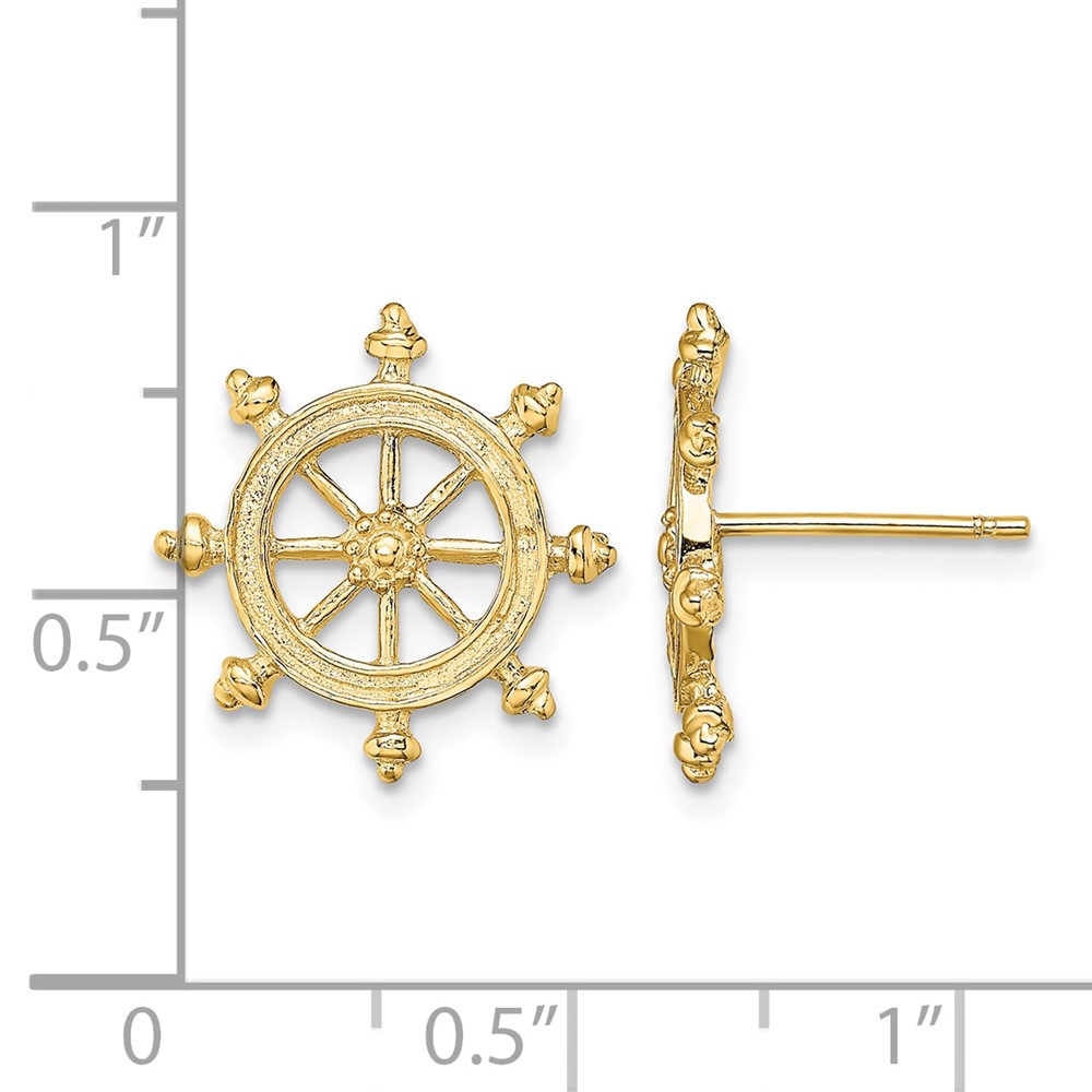 14K Ship's Wheel Post Earrings (TE833)