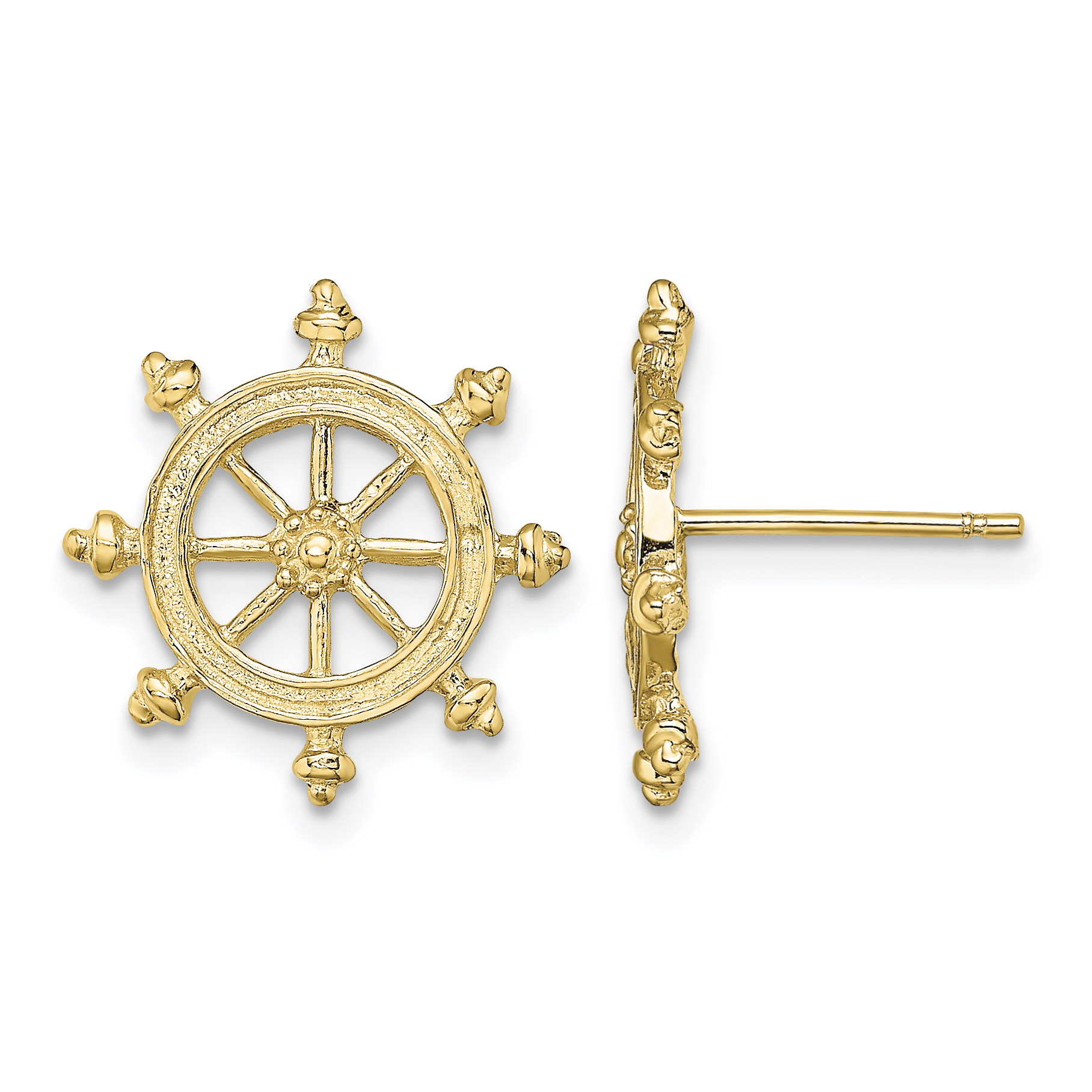 14K Ship's Wheel Post Earrings (TE833)